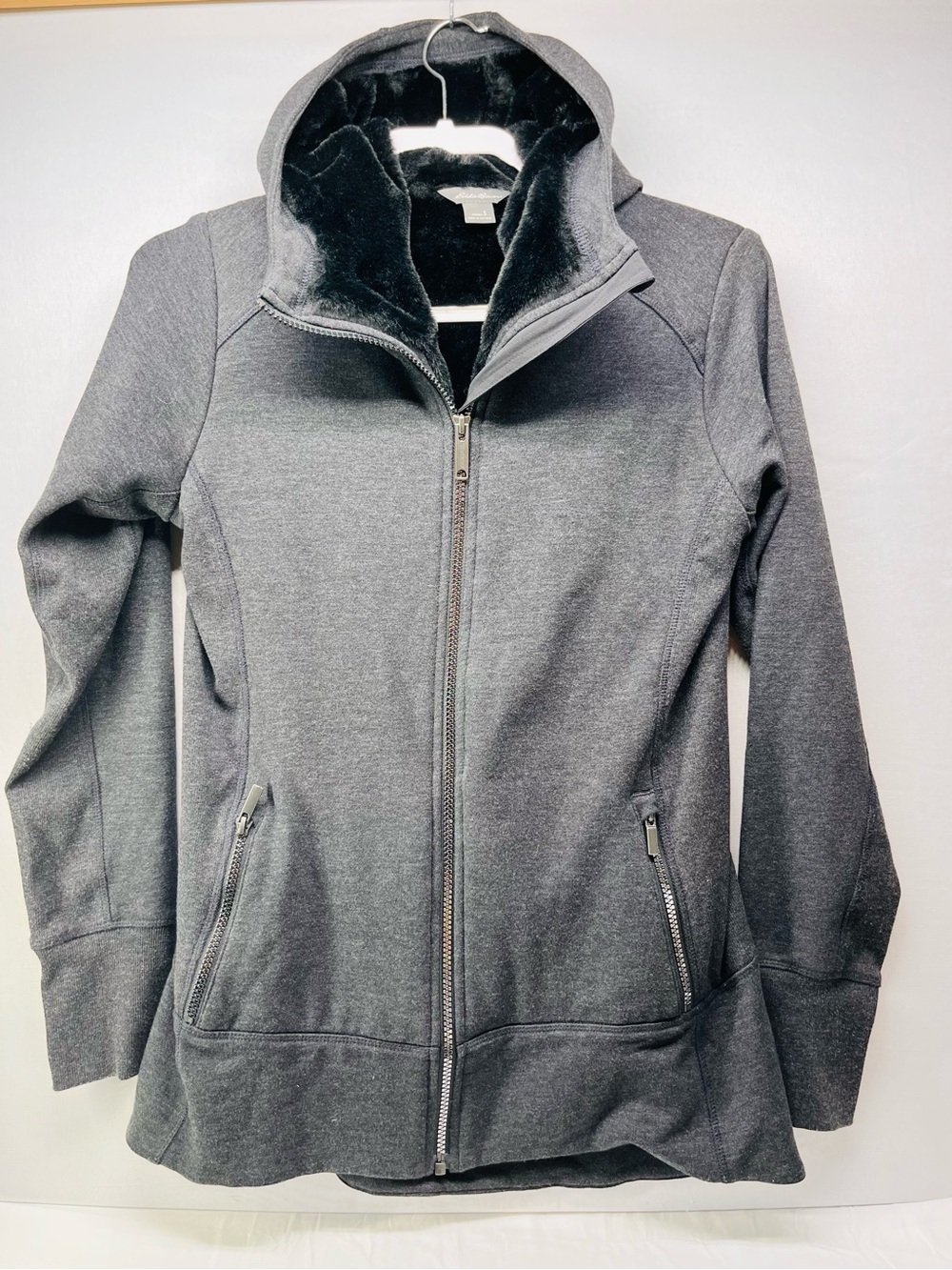Eddie Bauer Charcoal Gray Full‑Zip Hooded Jacket